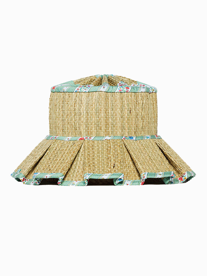 Lorna Murray x La Coqueta Sage Floral Stripe Beauty Point Woman Grass Hat