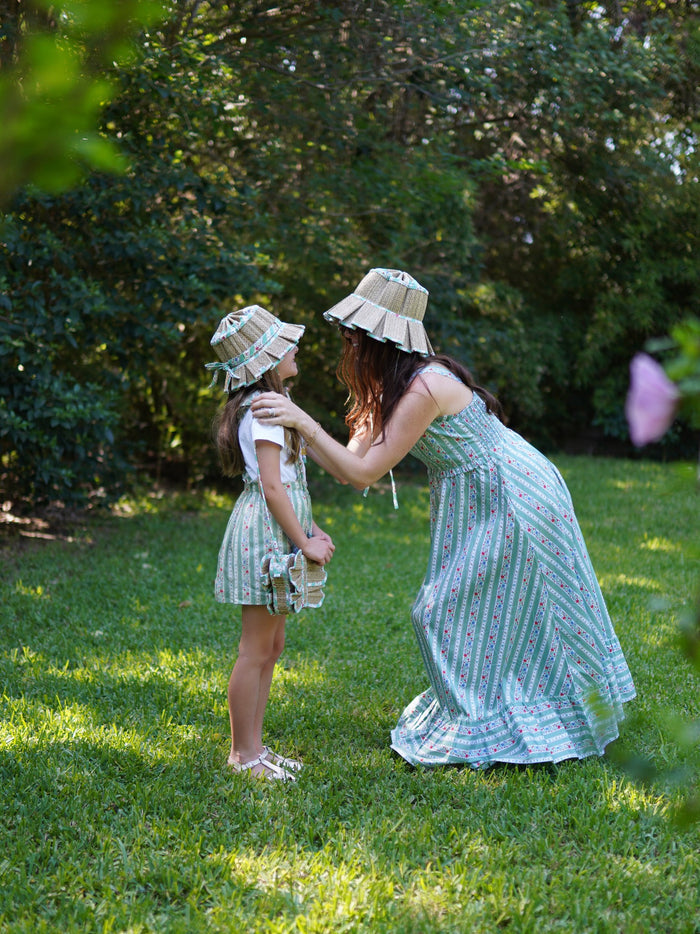 Lorna Murray x La Coqueta Sage Floral Stripe Beauty Point Woman Grass Hat