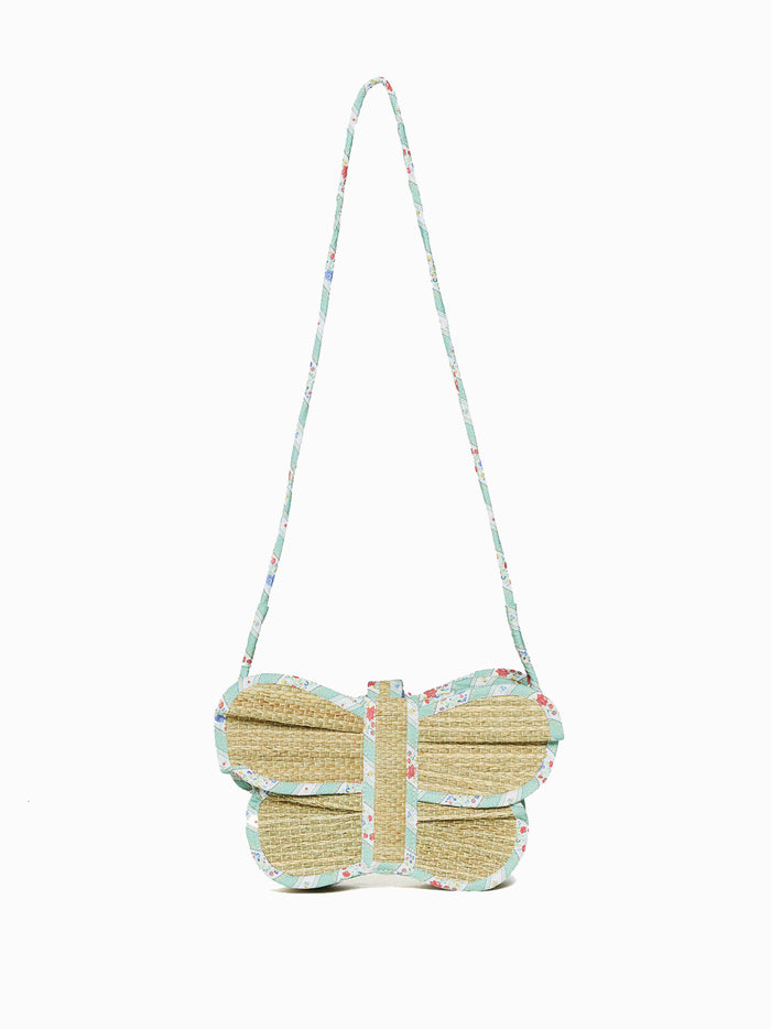 Lorna Murray x La Coqueta Sage Floral Stripe Flutterby Grass Bag