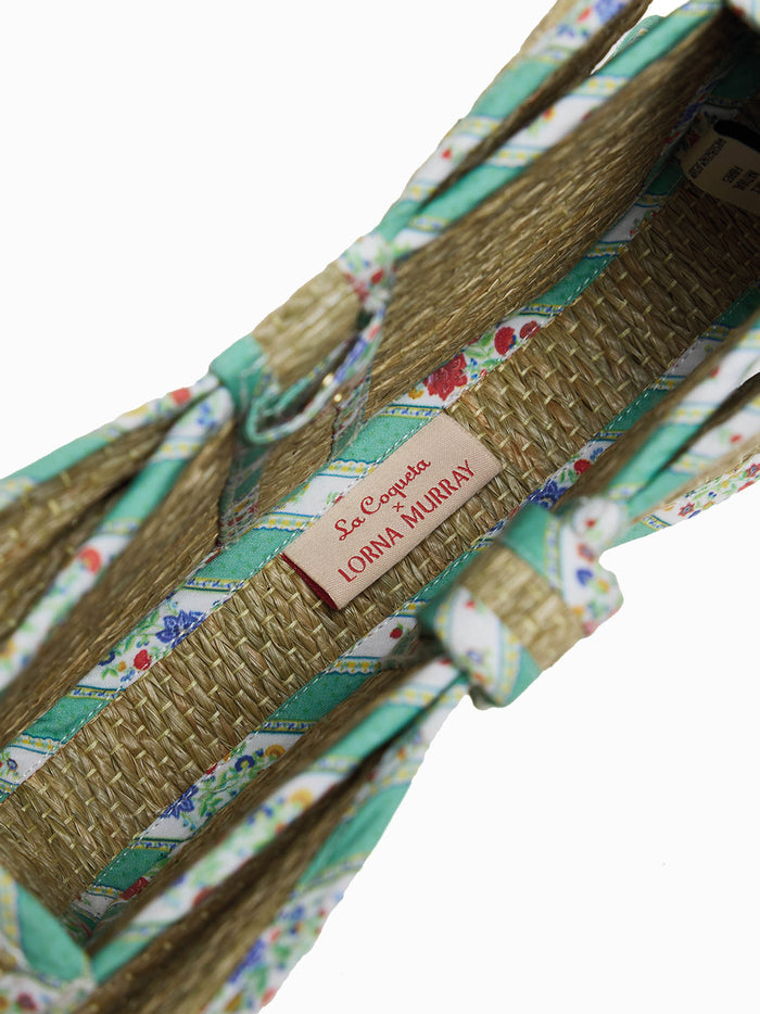 Lorna Murray x La Coqueta Sage Floral Stripe Flutterby Grass Bag