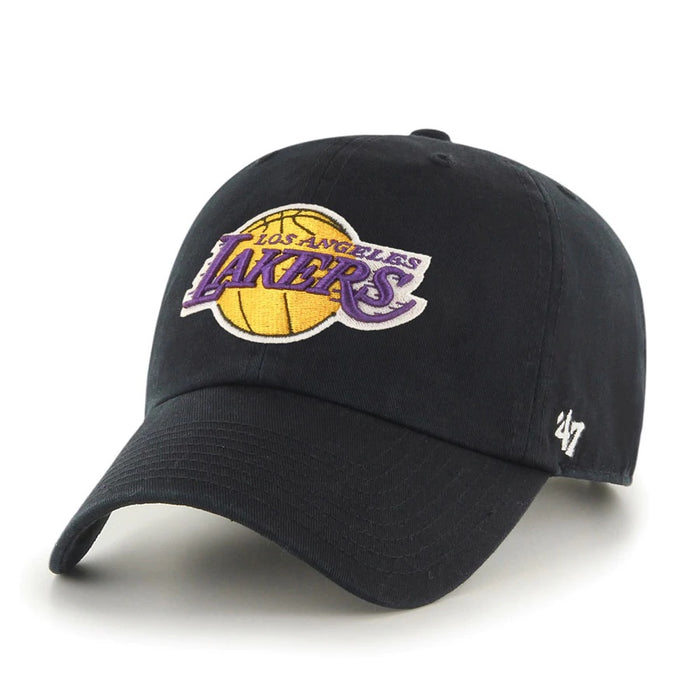 Los Angeles Lakers Black NBA 47 Brand Clean Up Adjustable Buckle Back Hat