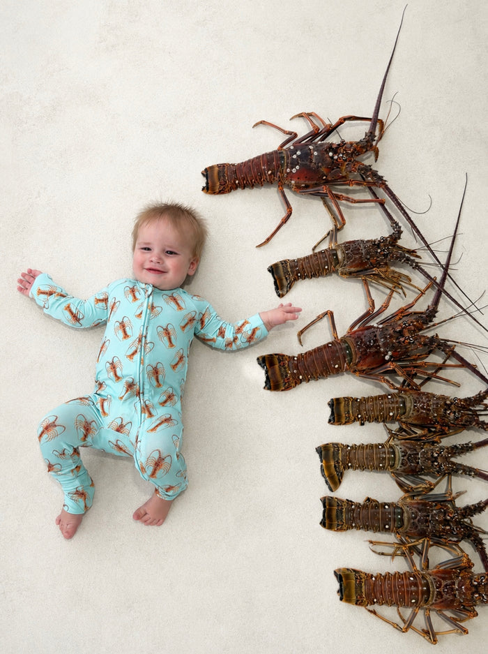 Lowtide Lobster - Bamboo Zippy Sleeper Pajamas - READY TO SHIP