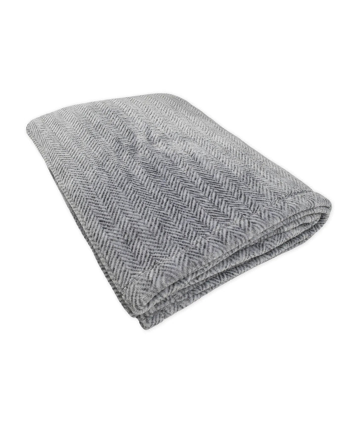✅ Manta para casa en amoroso tejido espiga gris | LOHE ®
