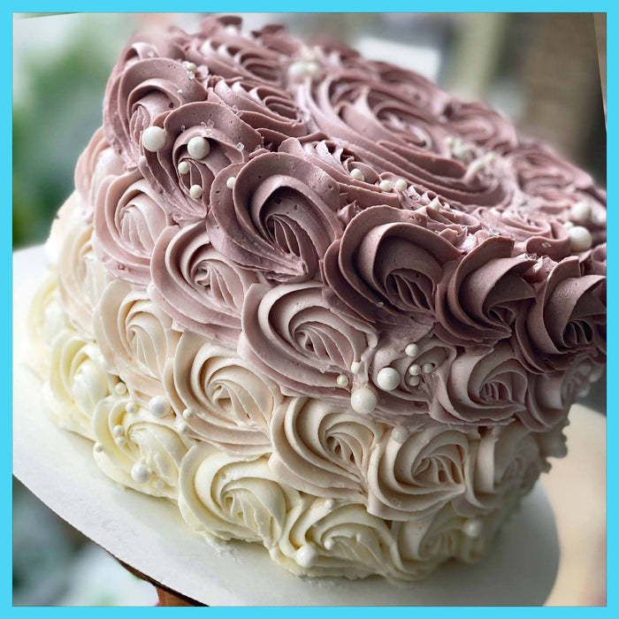 mauve rosette to go cake