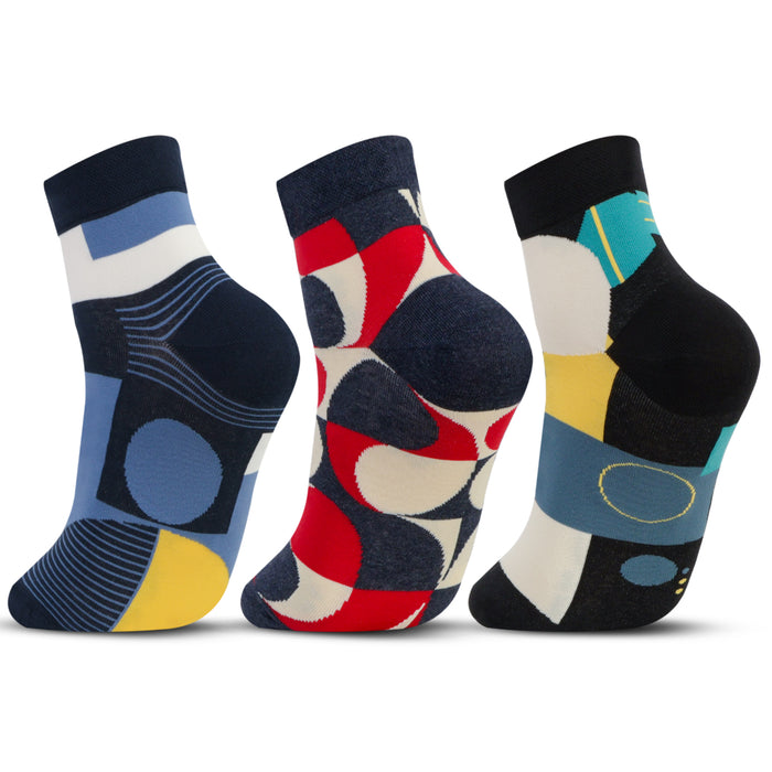 Men Graphic Pop Designer Ankle Socks (Pack of 3)