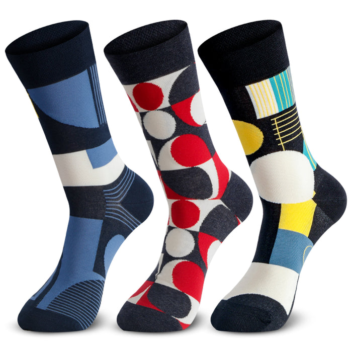 Men Graphic Pop Designer Calf Length Socks (Pack of 3)