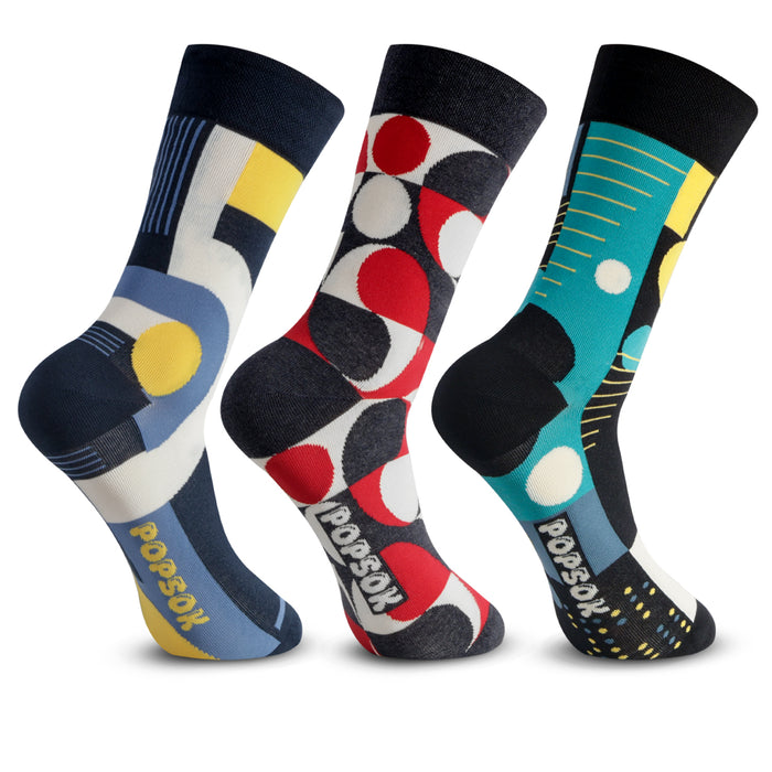 Men Graphic Pop Designer Calf Length Socks (Pack of 3)
