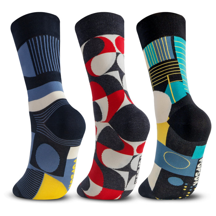 Men Graphic Pop Designer Calf Length Socks (Pack of 3)
