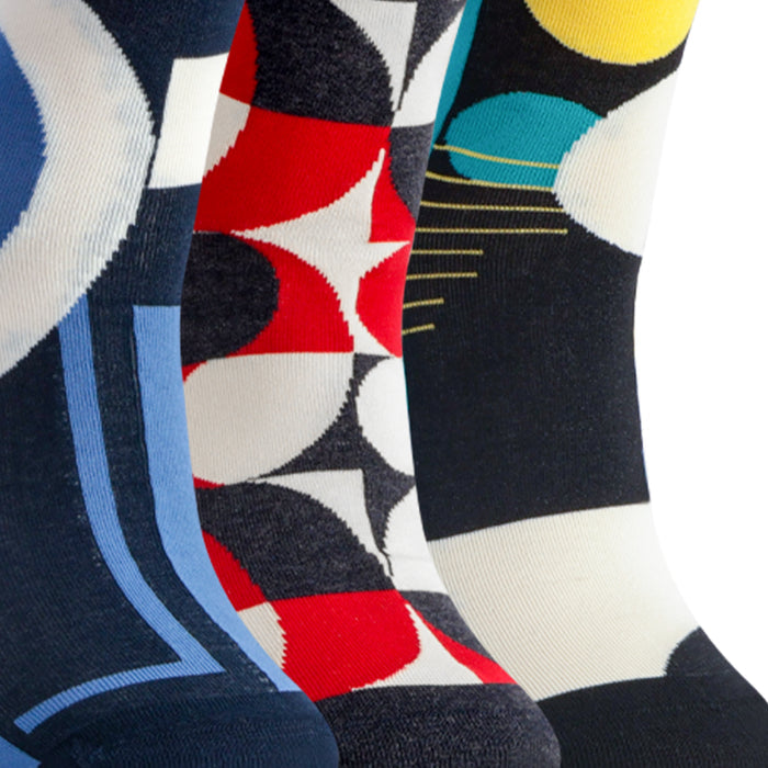 Men Graphic Pop Designer Calf Length Socks (Pack of 3)