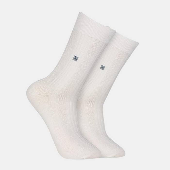 Men's Cosmic Ribbed Formal Socks - Cream