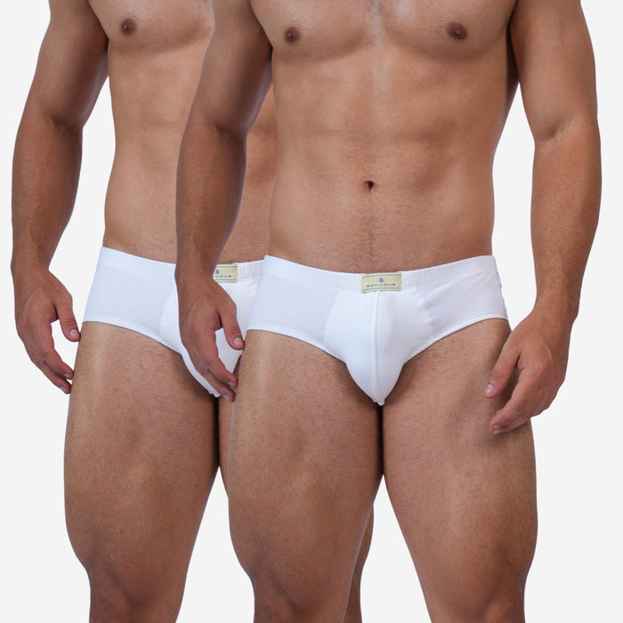 Men's Cotton Comfort Briefs - Soft Breathable Everyday Innerwear (White)