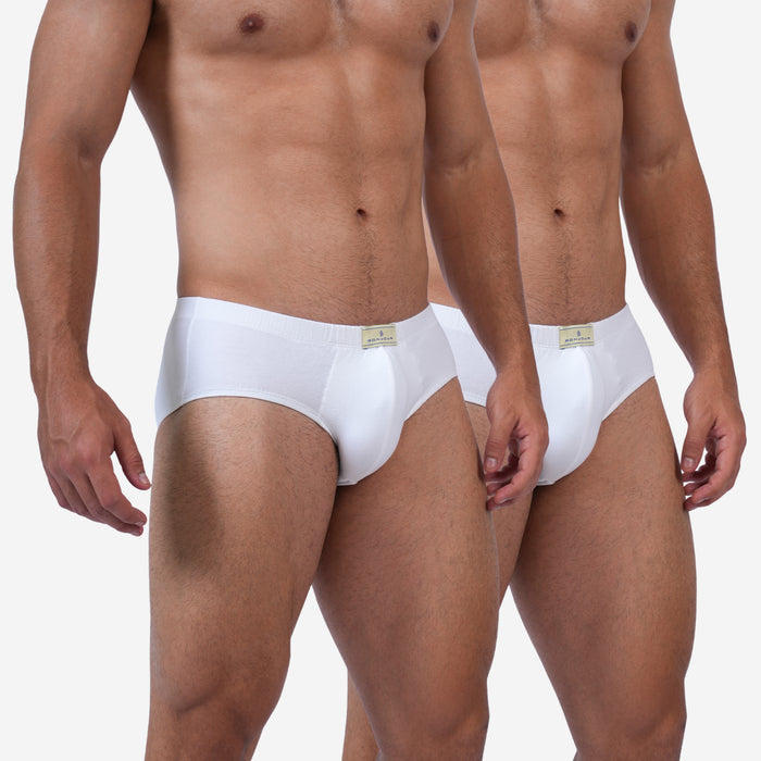 Men's Cotton Comfort Briefs - Soft Breathable Everyday Innerwear (White)