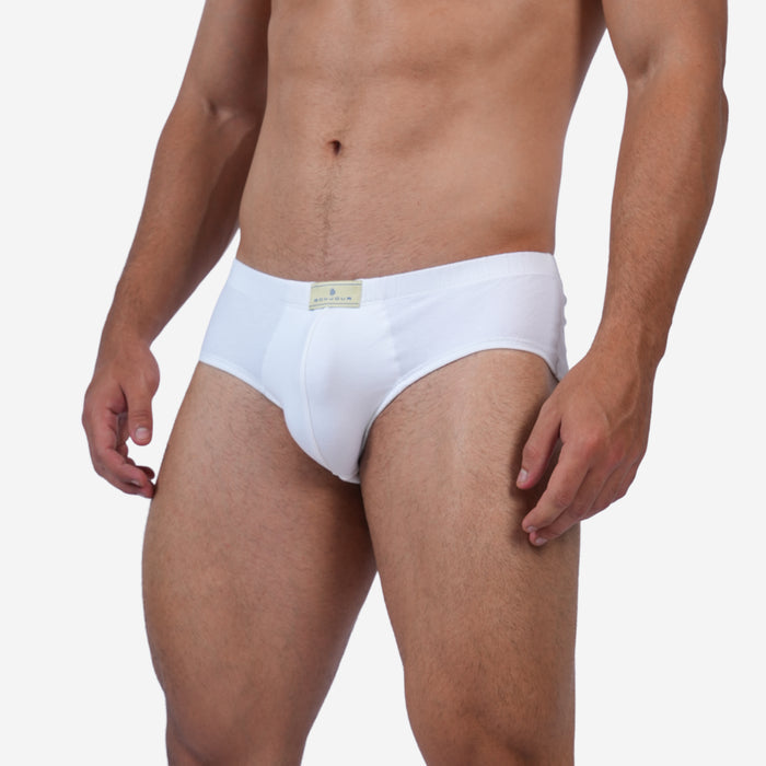 Men's Cotton Comfort Briefs - Soft Breathable Everyday Innerwear (White)