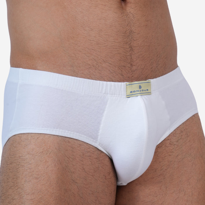 Men's Cotton Comfort Briefs - Soft Breathable Everyday Innerwear (White)