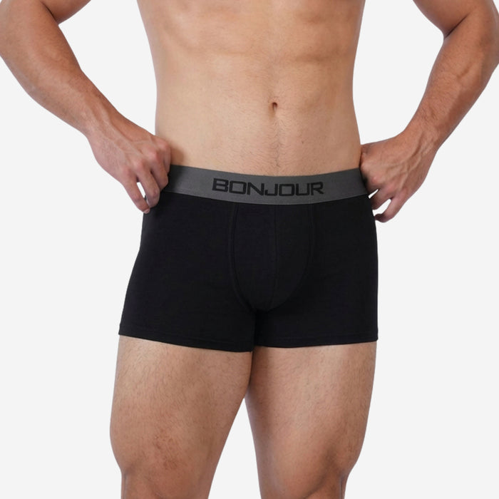 Men's Cotton Comfort Trunk - Soft Breathable Everyday Innerwear (Black)
