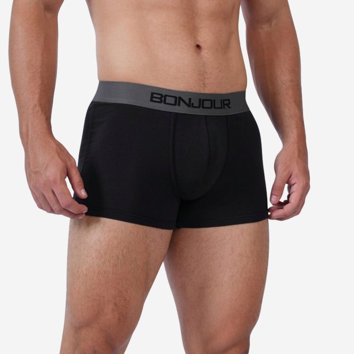 Men's Cotton Comfort Trunk - Soft Breathable Everyday Innerwear (Black)