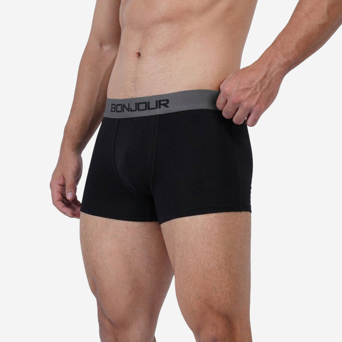 Men's Cotton Comfort Trunk - Soft Breathable Everyday Innerwear (Black)