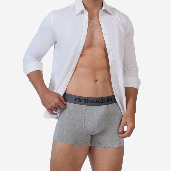 Men's Cotton Comfort Trunk - Soft Breathable Everyday Innerwear (Grey)