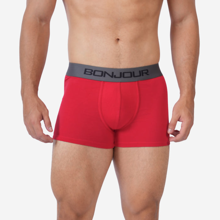 Men's Cotton Comfort Trunk - Soft & Breathable Everyday Innerwear (Red)