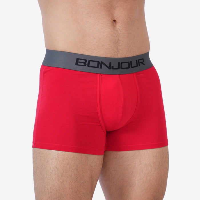 Men's Cotton Comfort Trunk - Soft & Breathable Everyday Innerwear (Red)