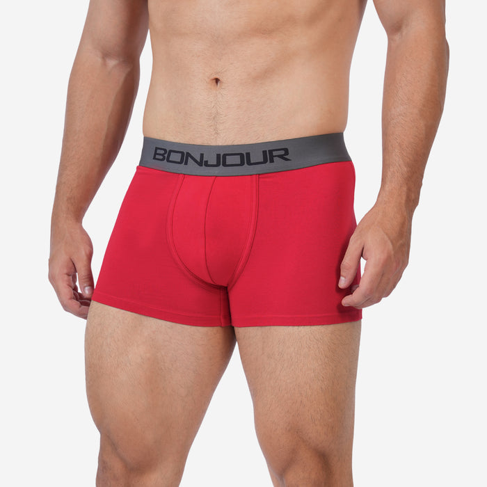 Men's Cotton Comfort Trunk - Soft & Breathable Everyday Innerwear (Red)