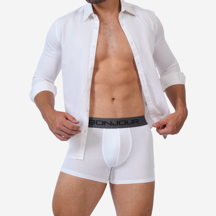 Men's Cotton Comfort Trunk - Soft & Breathable Everyday Innerwear (White)