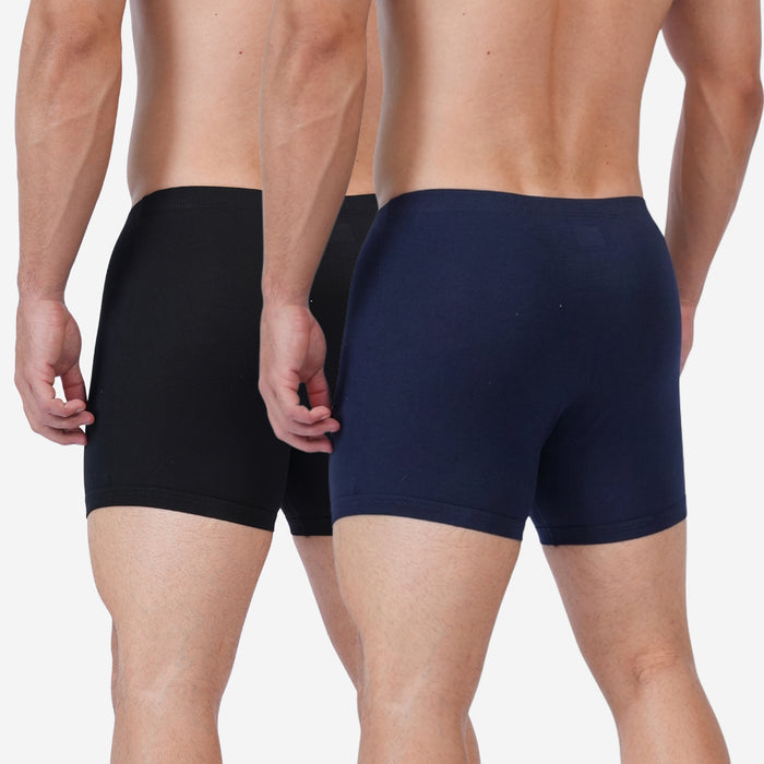 Men's Cotton Comfort Trunks | Soft & Breathable Everyday Innerwear | Black & Navy | Pack of 2