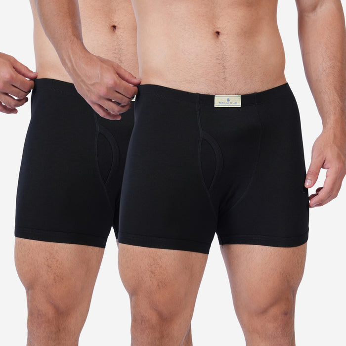 Men's Cotton Comfort Trunks | Soft & Breathable Everyday Innerwear | Black | Pack of 2