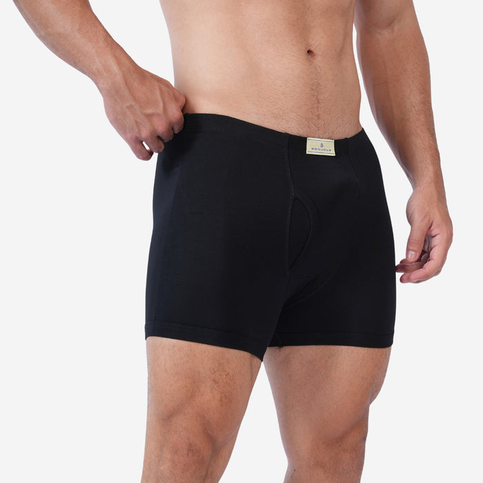 Men's Cotton Comfort Trunks | Soft & Breathable Everyday Innerwear | Black | Pack of 2