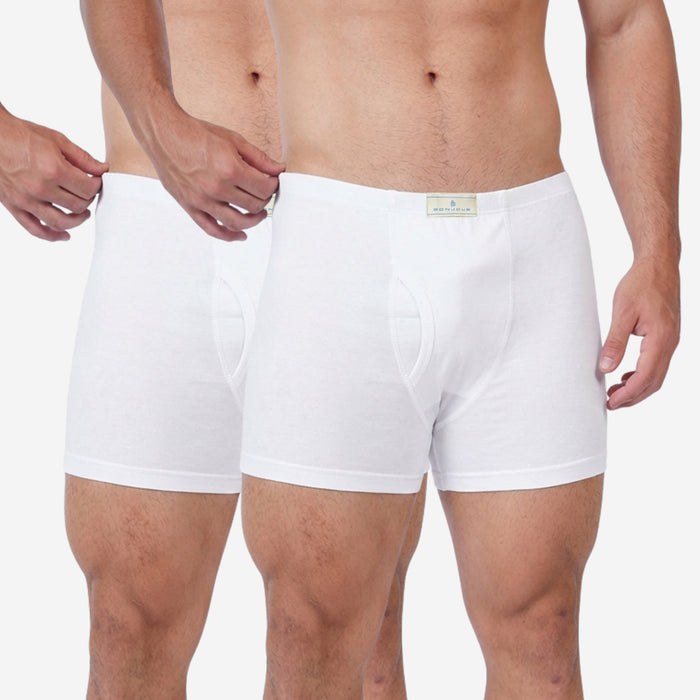 Men's Cotton Comfort Trunks | Soft & Breathable Everyday Innerwear | White | Pack of 2