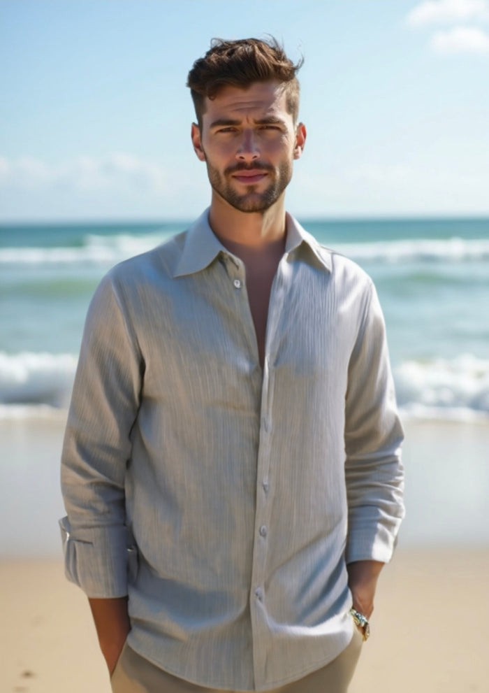 Men's Cotton Linen Shirt - Zeeti-Comfortable Fit-(Size:S.M.Xxl)