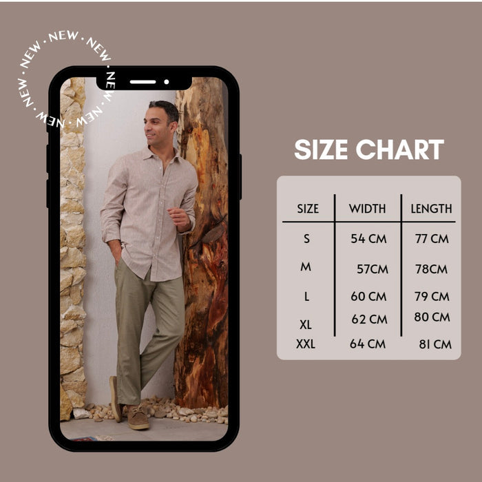 Men's Cotton Linen Shirts - Beige-Comfortable Fit(Size:S.M.Xl.Xxl)
