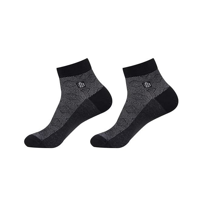Men’s Geometric Pattern Ankle Sock - (Black)