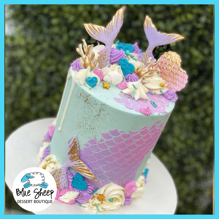 Mermaid themed birthday cake