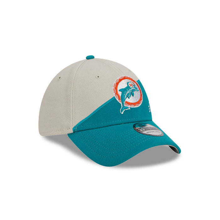 Miami Dolphins New Era 2023 Historic Sideline 39THIRTY Flex Hat - Cream/Teal