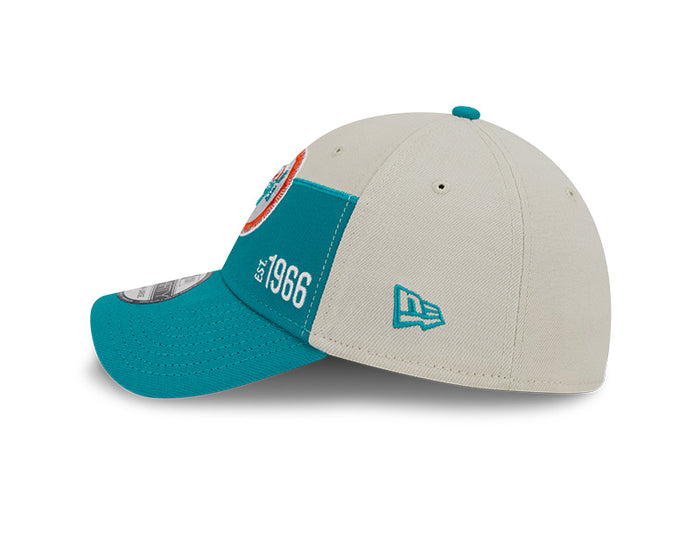 Miami Dolphins New Era 2023 Historic Sideline 39THIRTY Flex Hat - Cream/Teal
