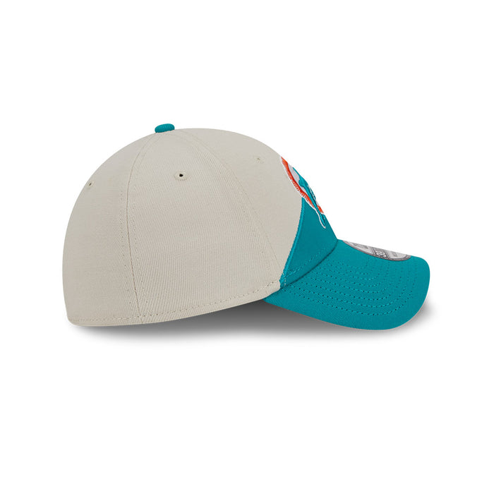 Miami Dolphins New Era 2023 Historic Sideline 39THIRTY Flex Hat - Cream/Teal