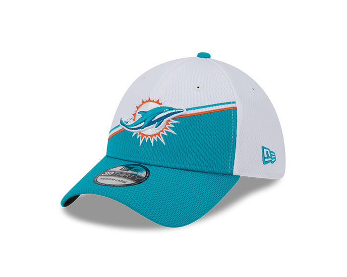 Miami Dolphins New Era 2023 Sideline 39THIRTY Flex Hat - White/Teal