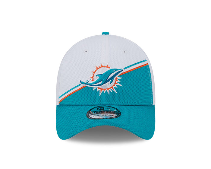Miami Dolphins New Era 2023 Sideline 39THIRTY Flex Hat - White/Teal