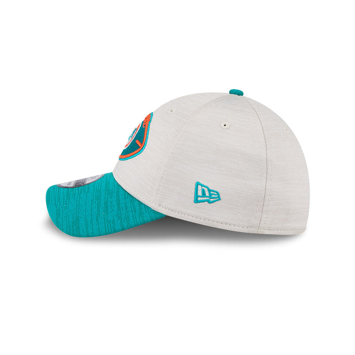 Miami Dolphins New Era 2024 Sideline Historic 39THIRTY Flex Hat - Stone / Turquoise