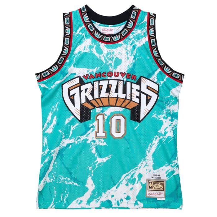 Mike Bibby #10 Vancouver Grizzlies Mitchell & Ness Team Marble 1998-99 Hardwood Classic Teal Swingman Jersey