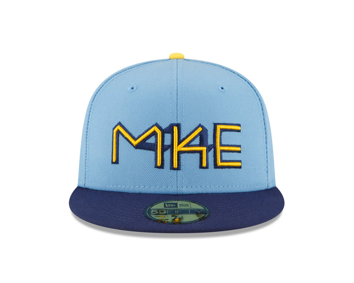 Milwaukee Brewers New Era Powder Blue 2022 City Connect Authentic Collection On-Field 59FIFTY Fitted Hat