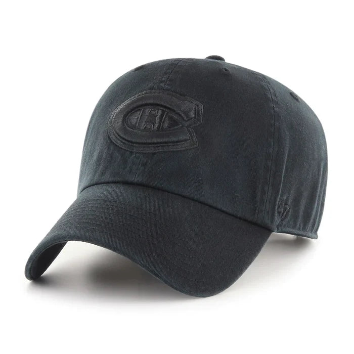 Montreal Canadiens Black On Black Clean Up '47 Brand Adjustable Hat