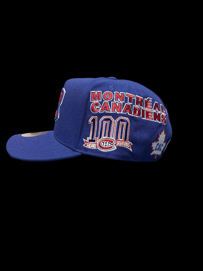 Montreal Canadiens Mitchell & Ness Historic Pro Pinch Structured Fit Snapback Hat - Blue