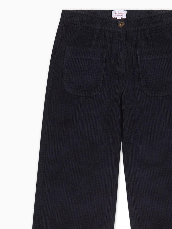 Navy Alma Corduroy Girl Trousers