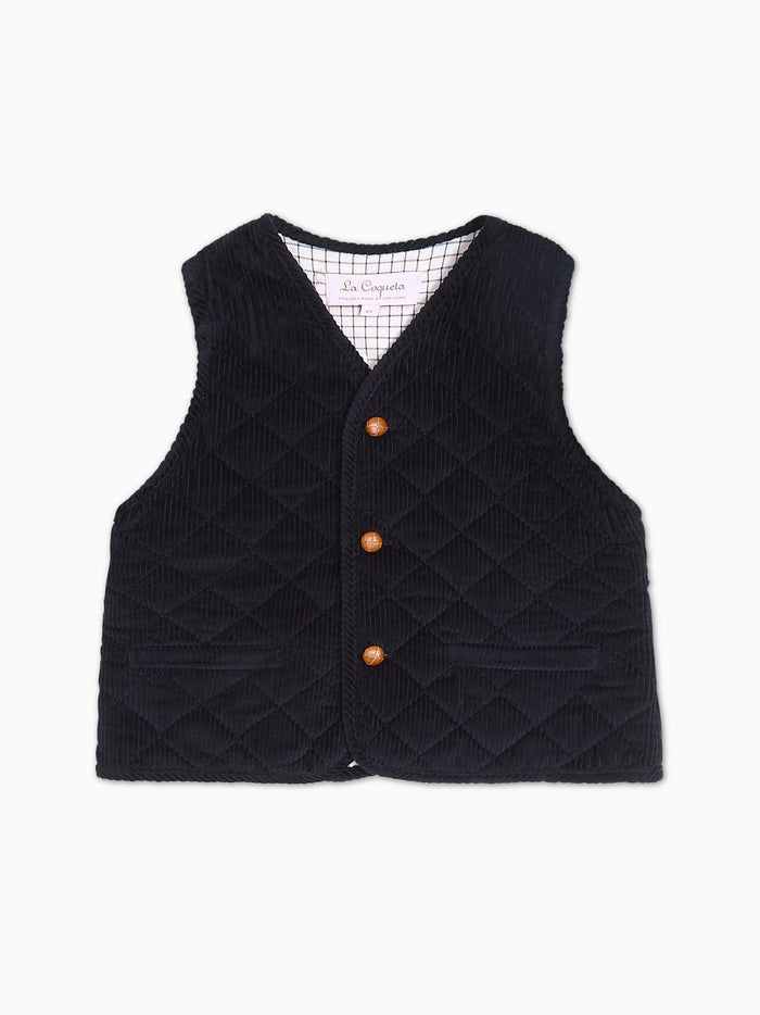 Navy Caza Corduroy Boy Sleeveless Jacket