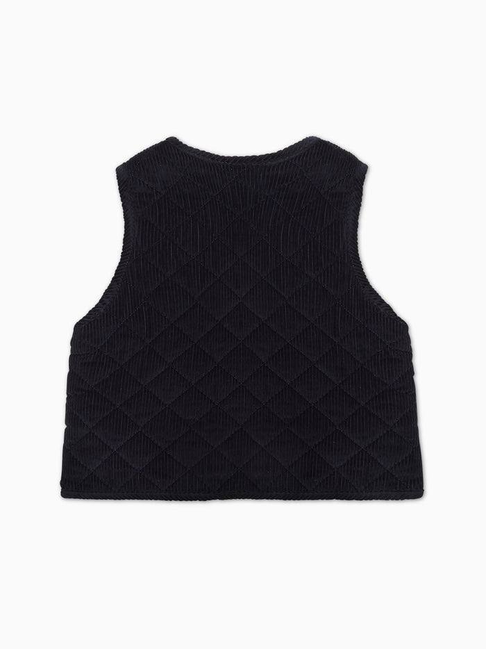 Navy Caza Corduroy Boy Sleeveless Jacket