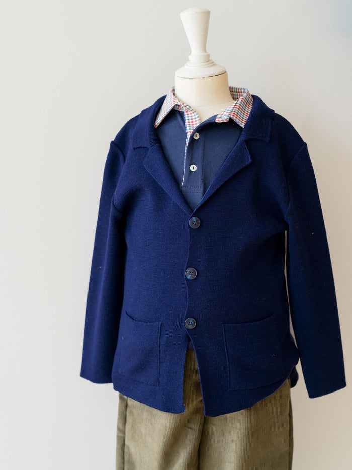 Navy Check Tijo Long Sleeve Boy Rugby Shirt
