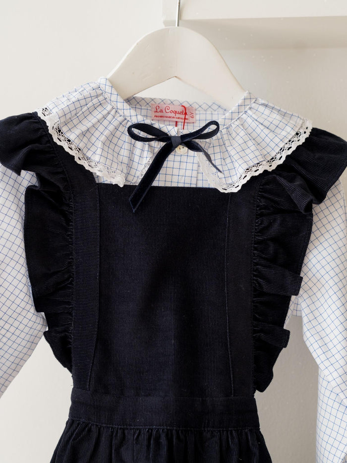 Navy Cora Corduroy Girl Pinafore Skirt