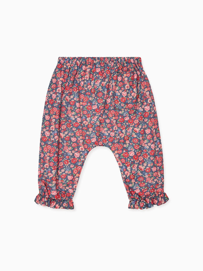 Navy Floral Forna Baby Girl Trousers